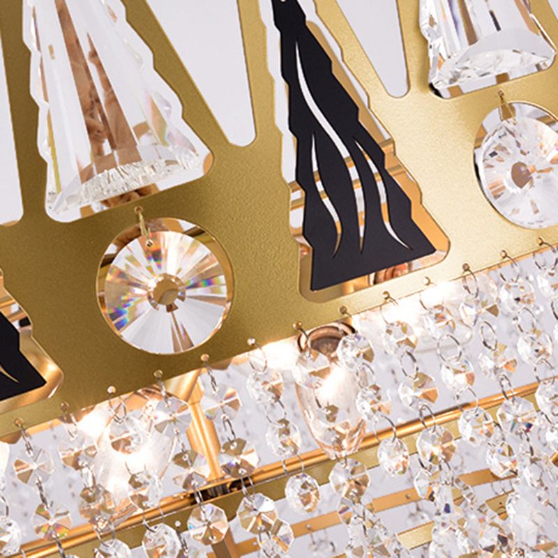 Iron and Crystal 2 - Light Wall Sconce Post Modern Wall Light in Gold and Clear