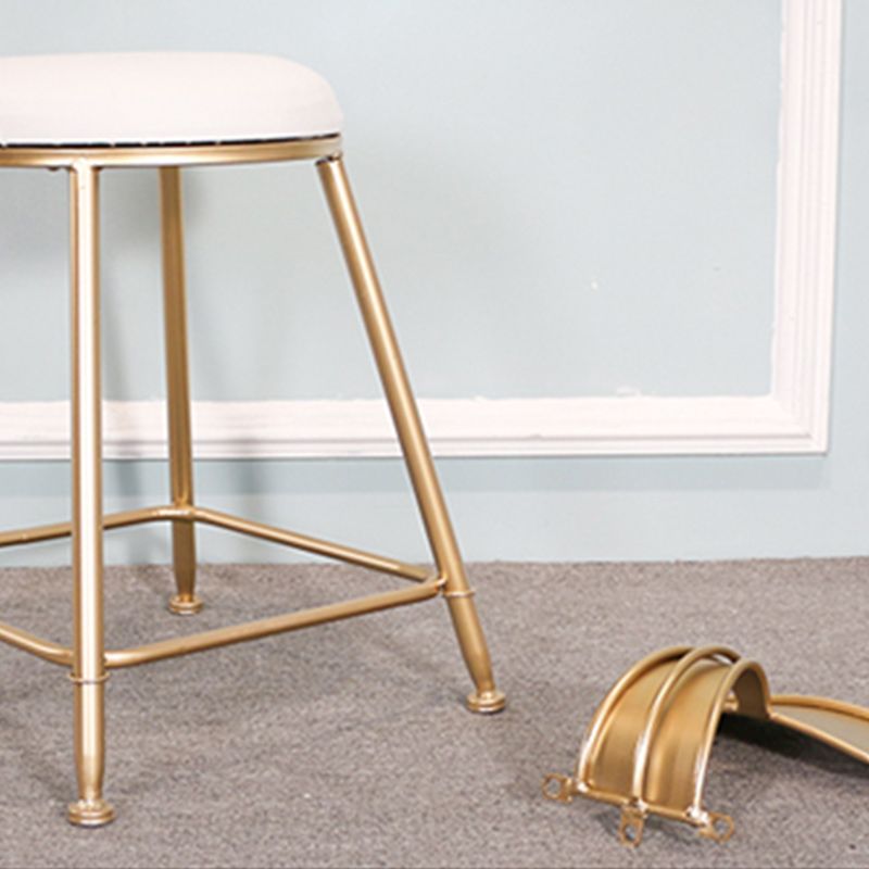 Glam Backrest Armless Counter Stool Iron Dining Room Bar Stool with Cushion and Pedal