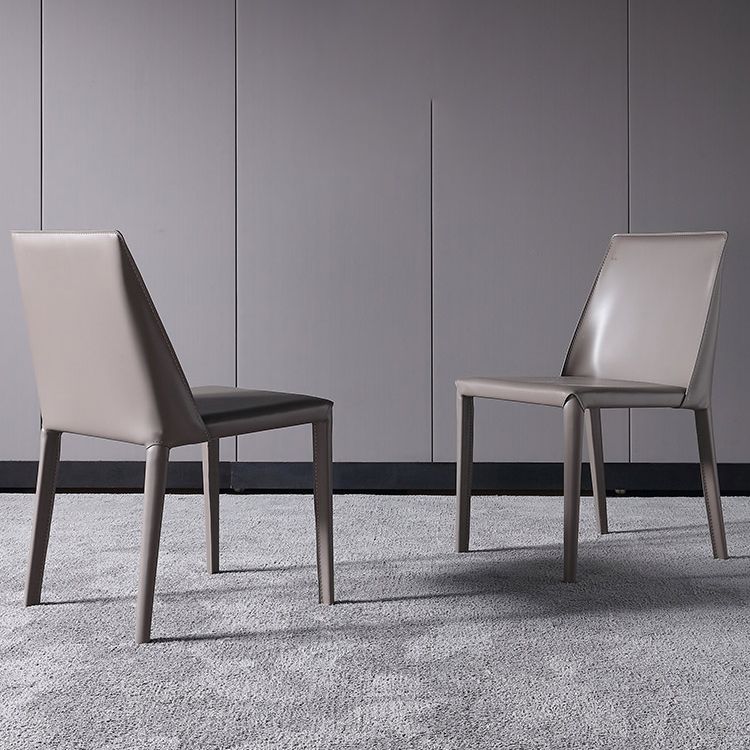 Contemporary Chair Faux Leather Solid Back Dining Room Chair for Indoor