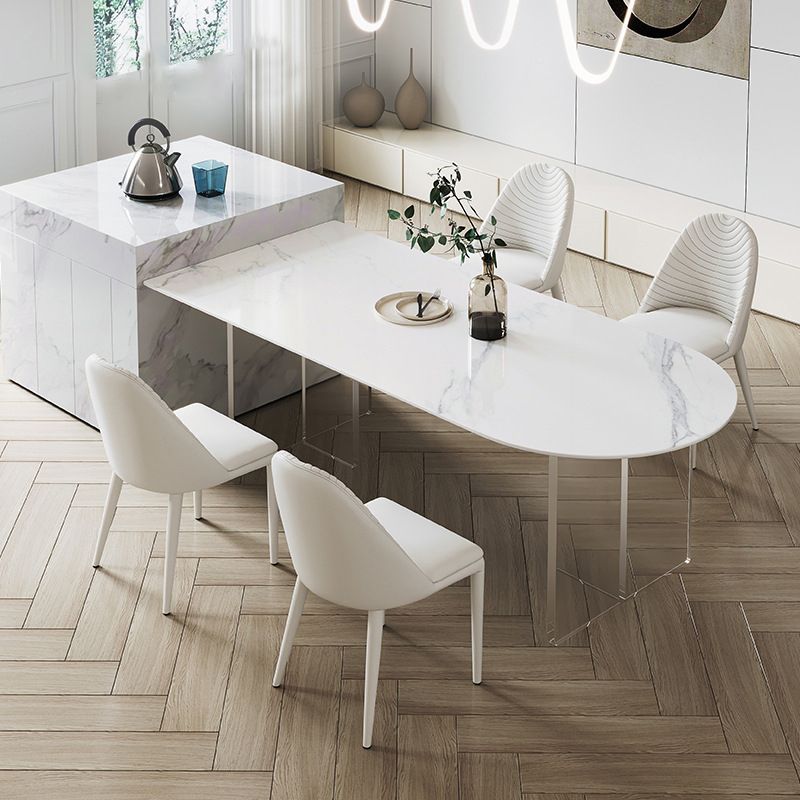 Acrylic Contemporary Free Form Dining Table Sintered Stone Top Table for Dining Room