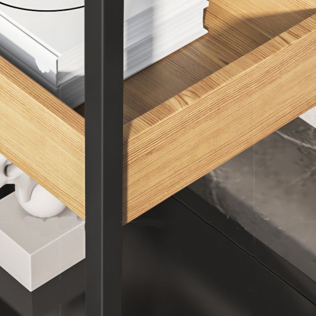 Metal Nightstand Contemporary Glass Top Night Table with Shelves