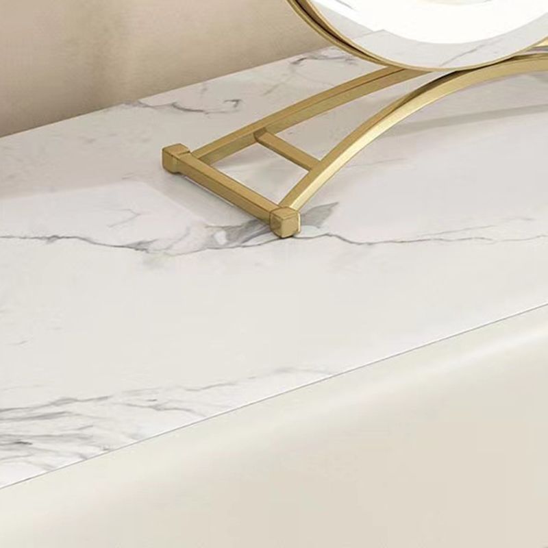 Glam Slate Top Makeup Vanity Desk with Drawer, Beige Dressing Table