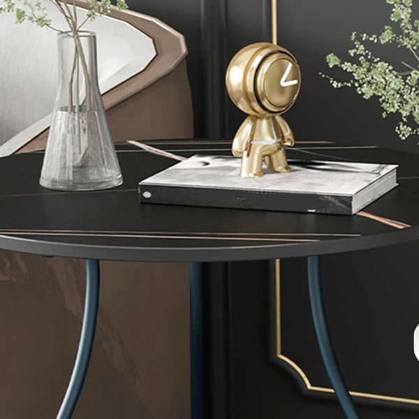 Metal Nightstand Contemporary Stone Top Night Table with Shelves