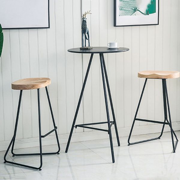 Modern Armless Counter Stool Iron Dining Room Bar Stool with Seat and Pedal