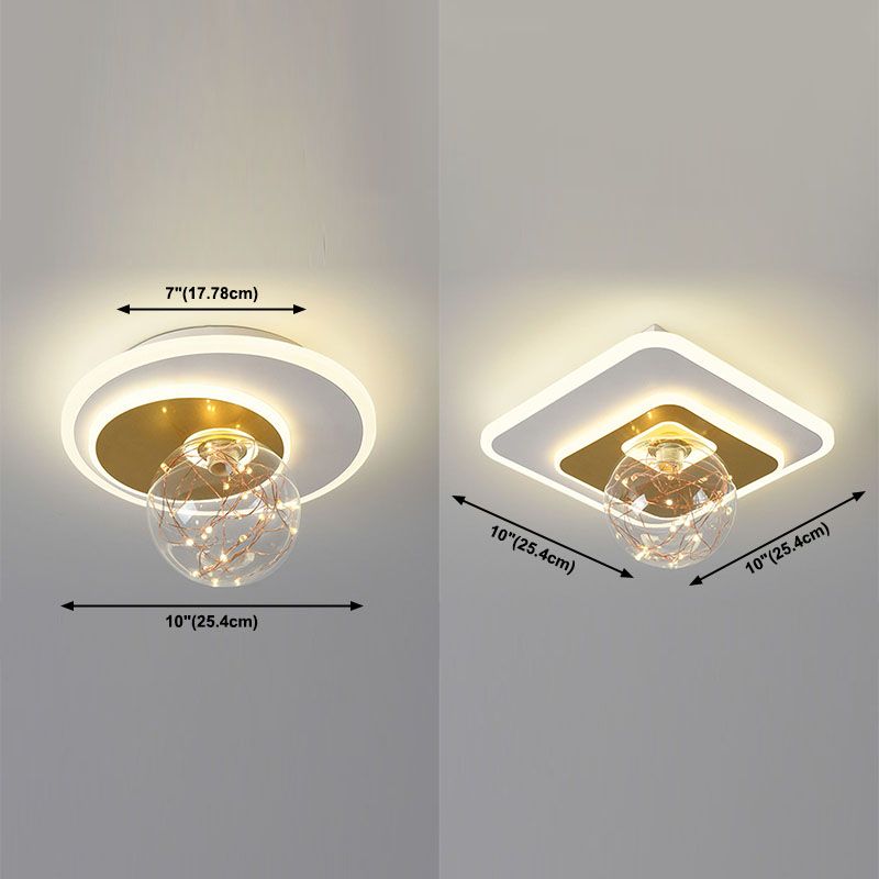 3-Lights Geometric Shade Flush Mount Modern Flush Mount Ceiling Lighting Fixture in Gold