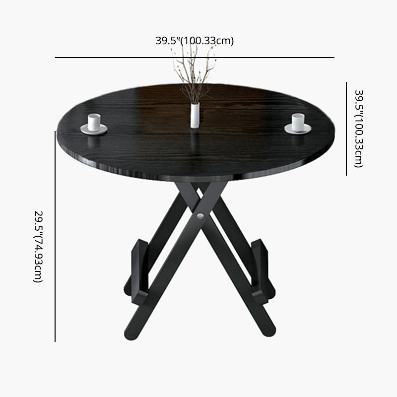 Contemporary Style Traditional Height Dining Set with Black Folding Table and Chairs