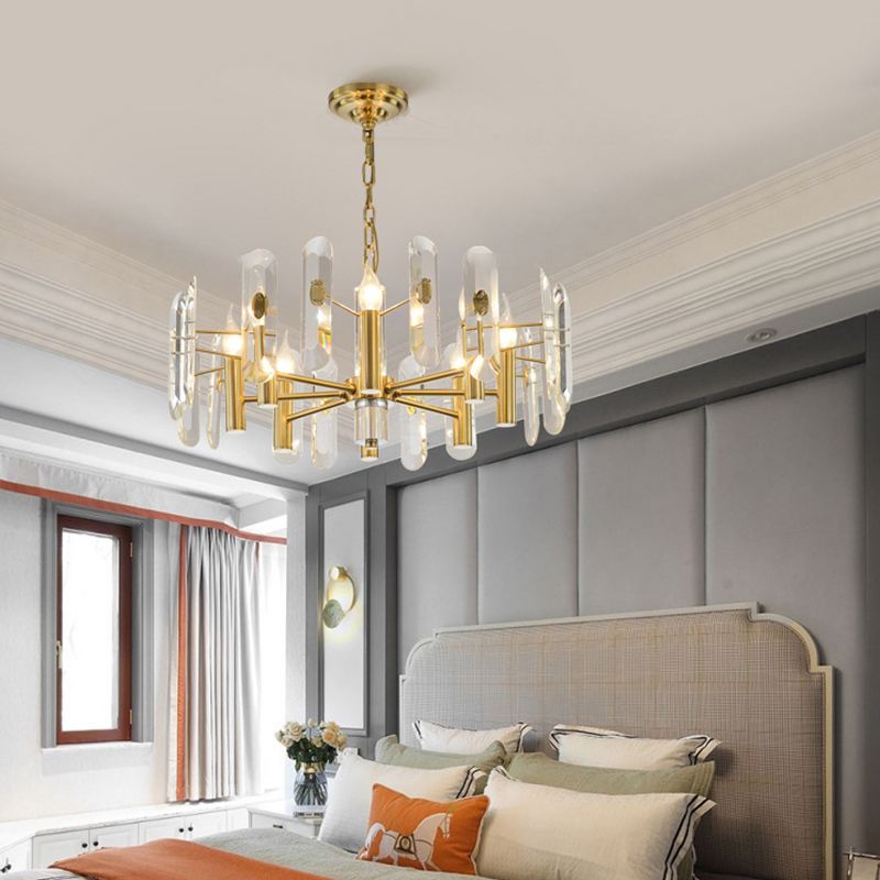 Modern Luxury Hanging Light Crystal Geometric Chandelier for Living Room