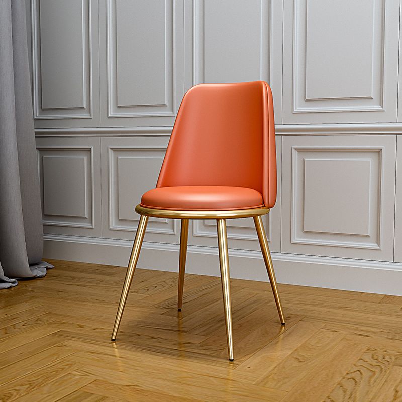 Upholstered Lounge Chair Armless Vanity Chair with Gold Tone Legs