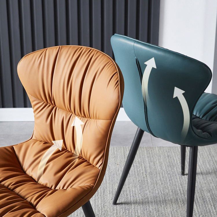 Faux Leather Dining Chair Wingback Armless Chair with Black Legs