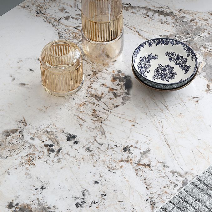 Mid-Century Dining Table for Home Stone Top Table with Wooden Frame