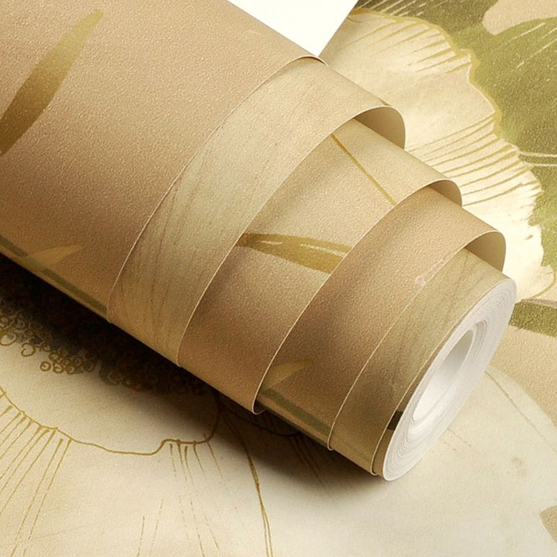 63.3-sq ft Blossom Wallpaper Yellow Paper Wall Decoration for Living Room, Moisture Resistant