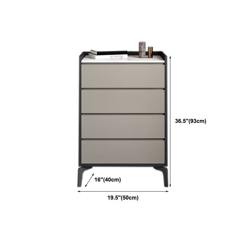 Contemporary Engineered Wood Chest Bedroom Storage Chest in Gray with Drawers