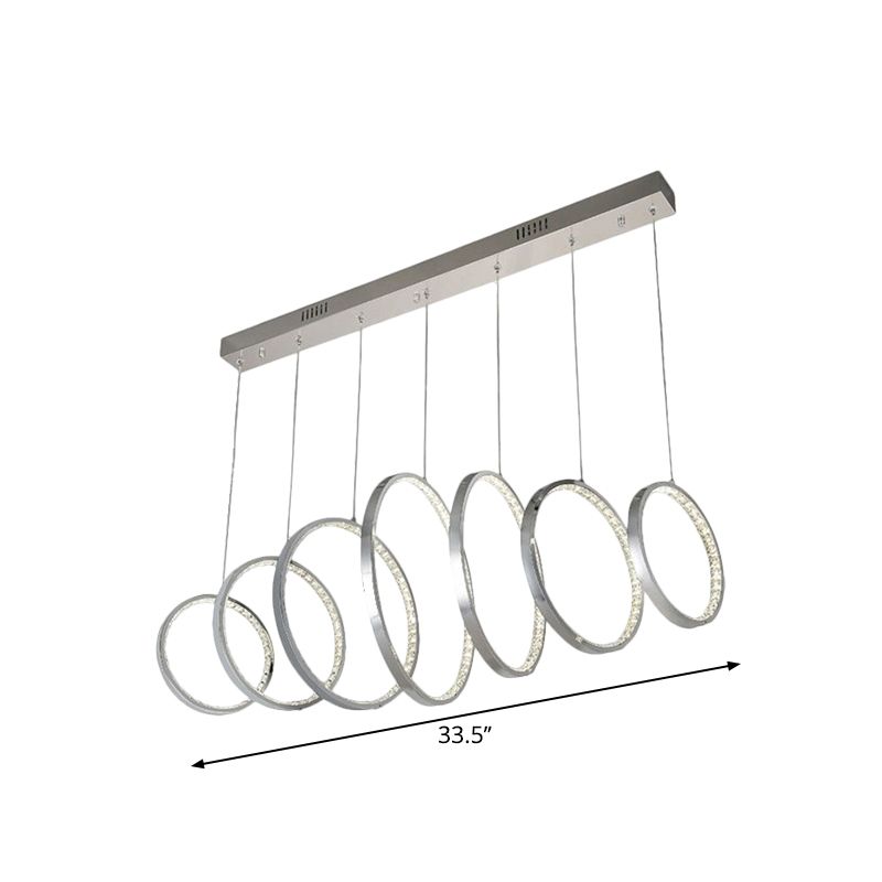 Hoops Hanging Ceiling Light Simplicity Metal LED Chrome Multiple Lamp Pendant for Kitchen