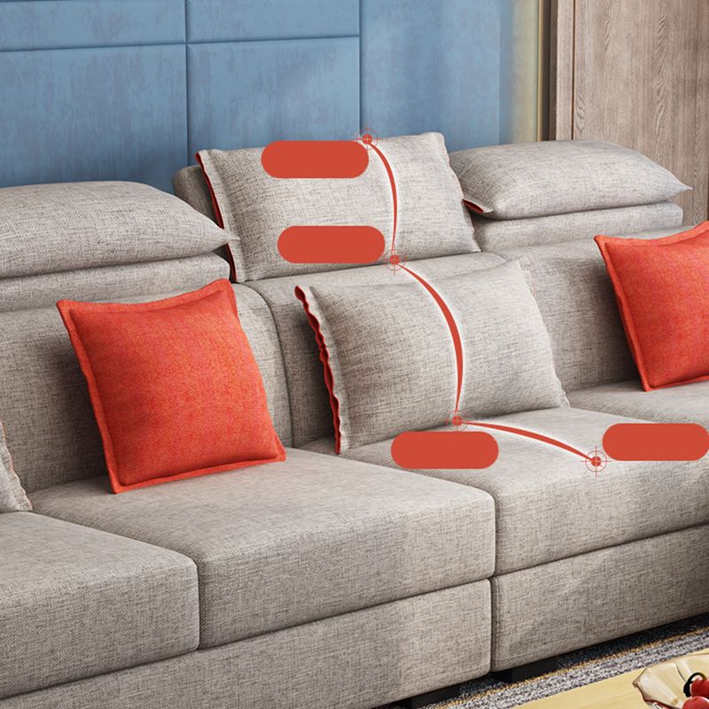 Nordic Square Arm Stationary Living Room Slipcovered Cushions Seating