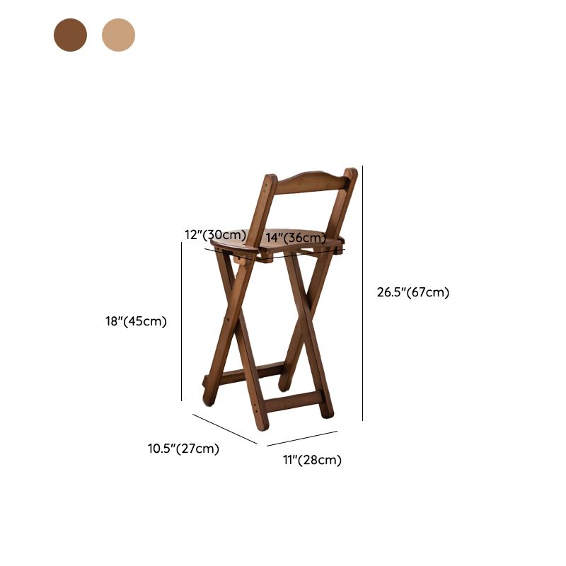 Contemporary Folding Dining Stools Solid Wood Bar Stools with Footrest