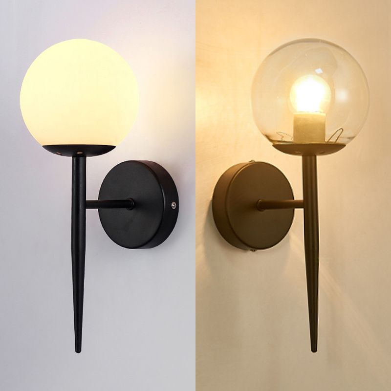 1-leichte Globus Wandleuchte in moderner Luxusstil Schmiedeeisen-Wandlampe mit Glasschatten