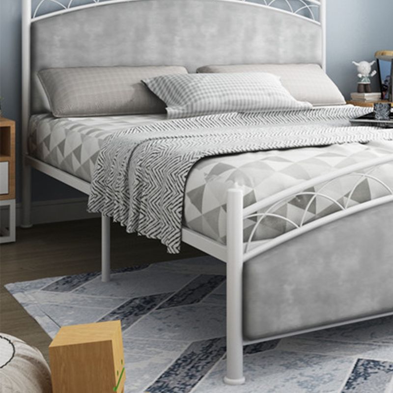 Modern Rectangular Bed Upholstered Headboard Bed with Metal Legs