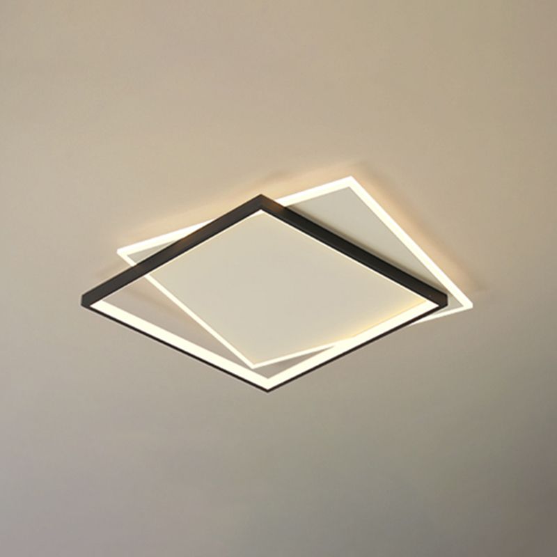 Plafonnier LED noir et blanc de style moderne et concis, plafonnier carré en fer avec abat-jour en acrylique