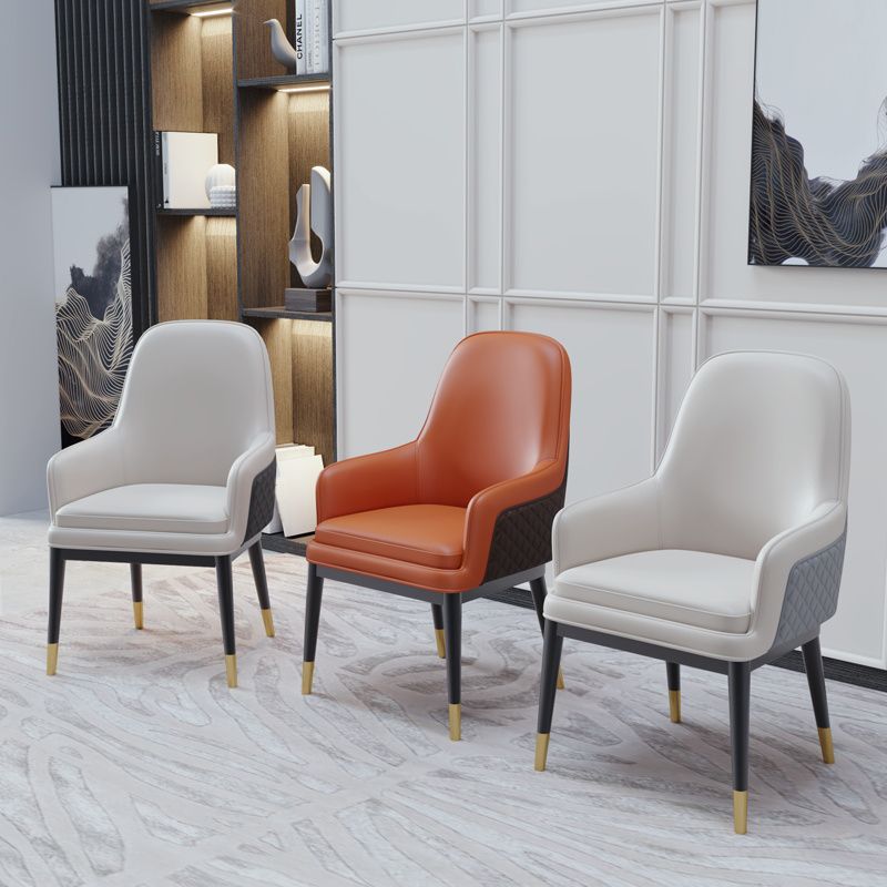 Silla de comedor de metal de estilo nórdico, silla de comedor con brazo Parsons, sillas laterales