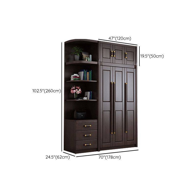 Traditional Style Wardrobe Closet Brown Wooden Wardrobe Cabinet