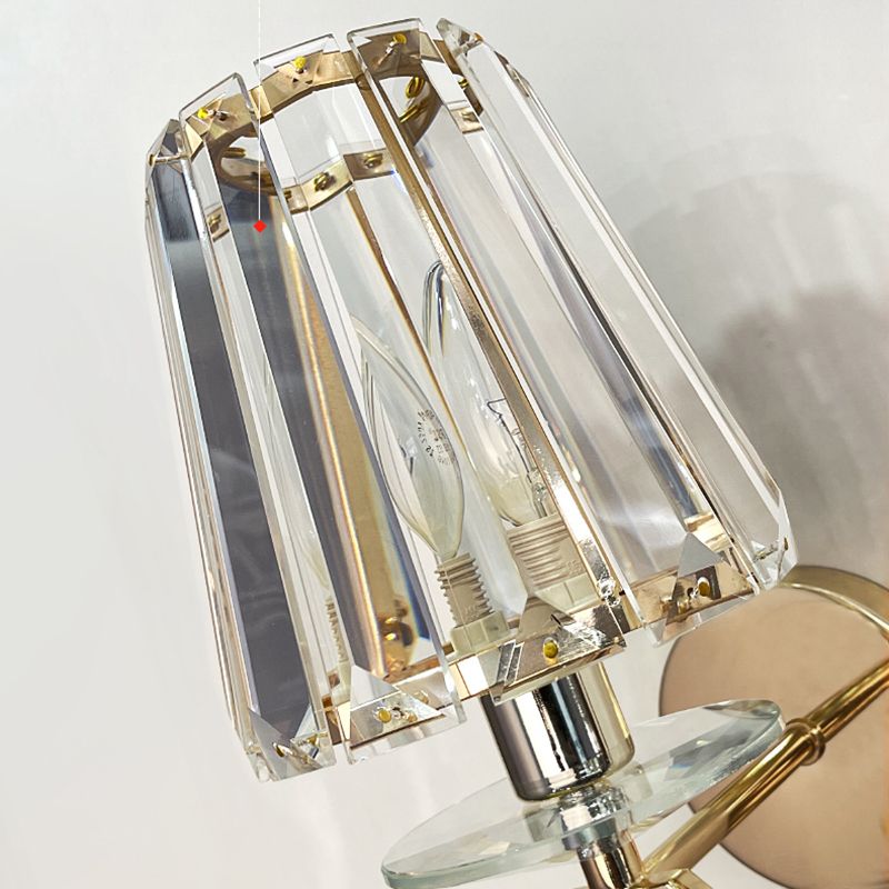 Modern Style Crystal Wall Light Geometric Wall Sconce in Gold for Living Room