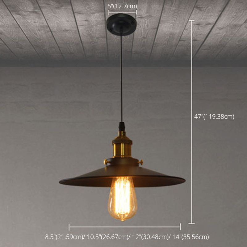 Zwarte schotelschaduw hanglamp retro metalen metalen lamp hangende lamp voor slaapkamer