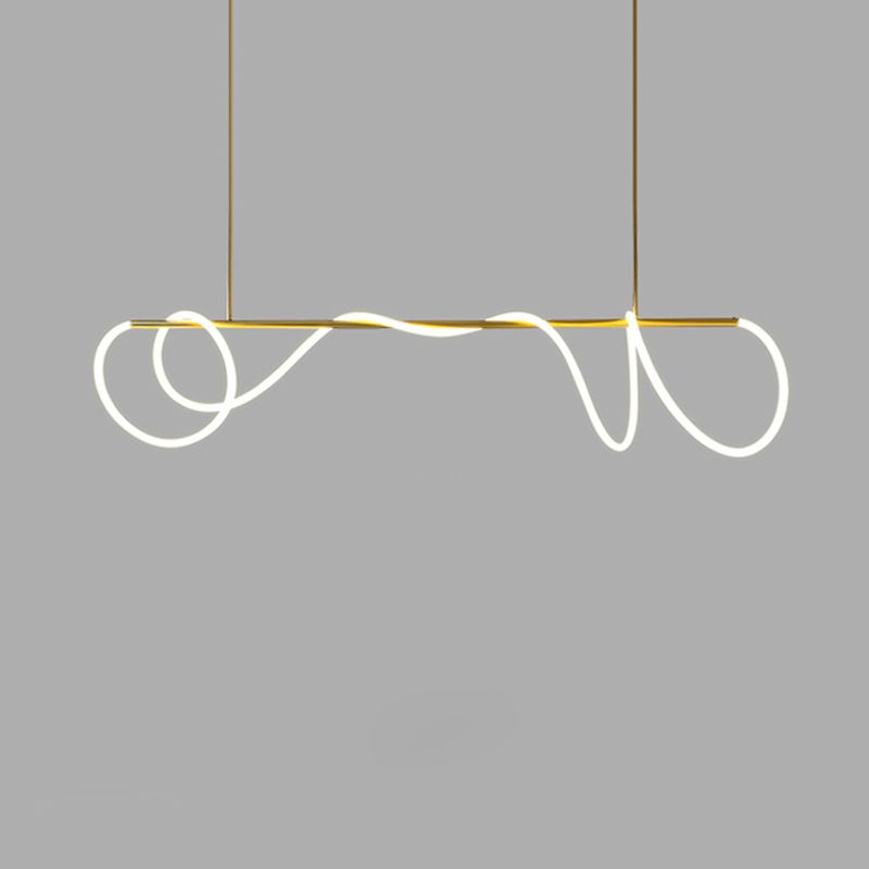 Minimalism Nordic Style LED Island Light Soft Silicone Lampshade Home Decorative Lighting Fixture in Gold