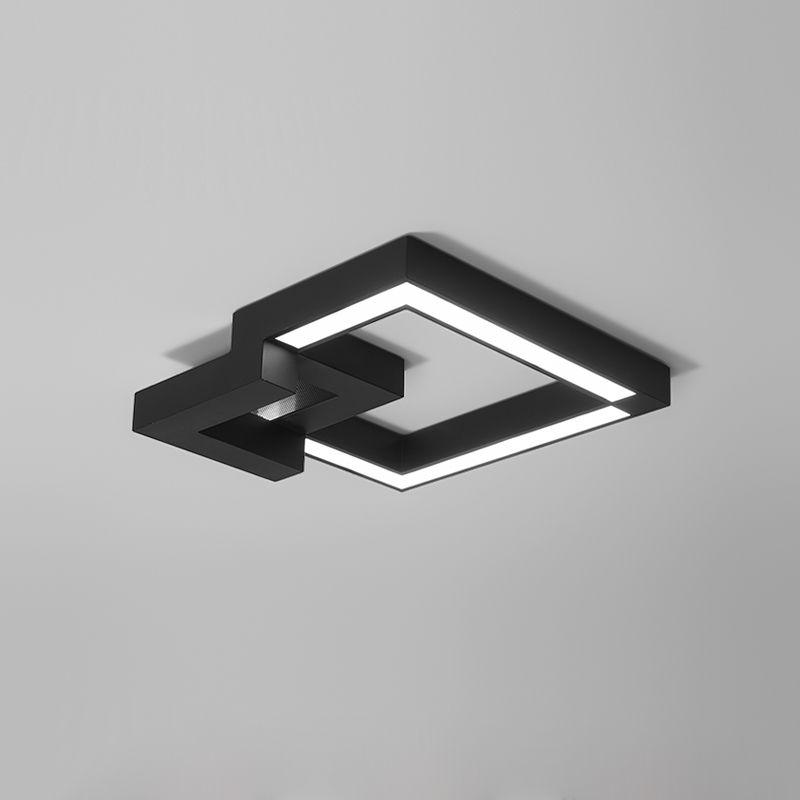 Luminaire de plafond encastré carré contemporain en métal pour salon