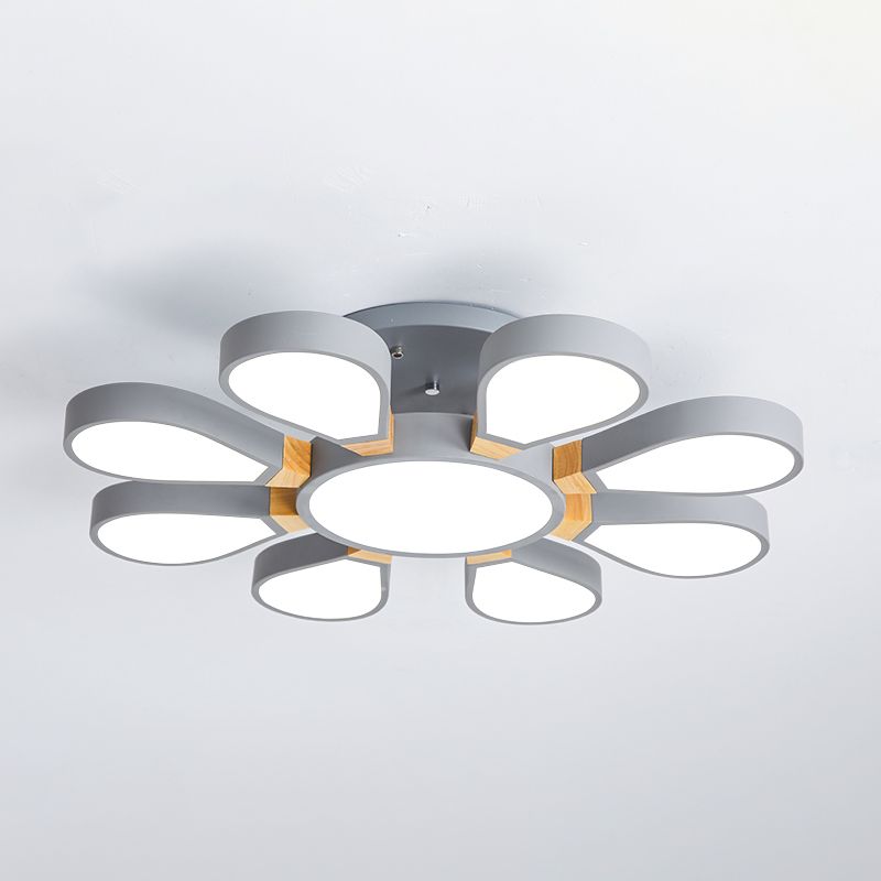Living Room LED Ceiling Lamp Nordic Style Semi Flush Mount Light with Petal Acrylic Shade