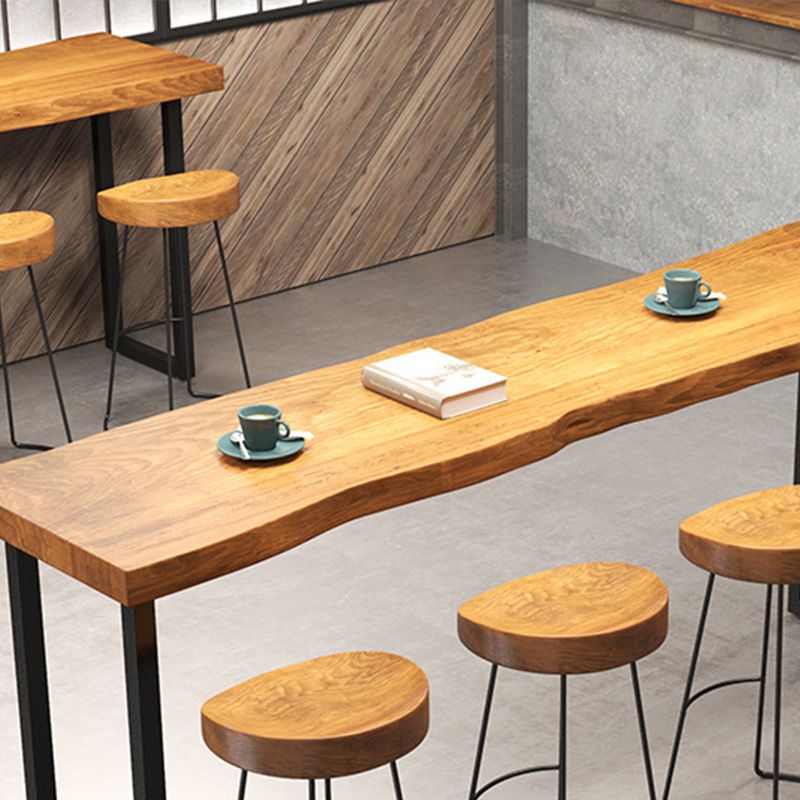 Rectangular Bar-height Table Wood Top Bistro Pub Table for Living Room