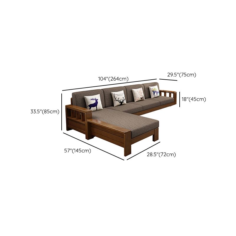 Rubberwood Contemporary Slipcovered Square Arm Sofa for Living Room