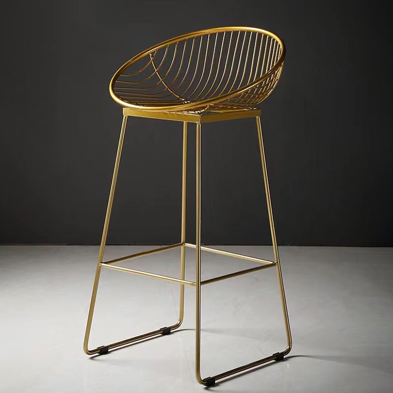 Glam Armless Backrest Counter Stool Iron Bar Stool with Footrest