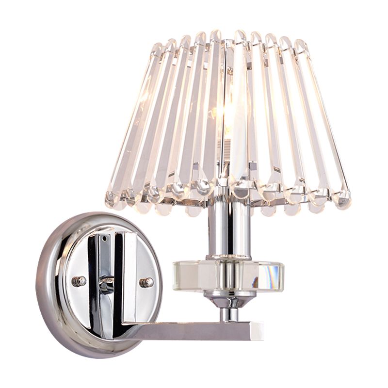 Pyramid Clear Crystal Wall Lighting Modern Stylish 1 Light Chrome Finish Wall Mount Light for Living Room