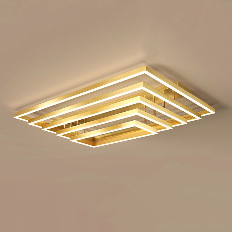 Contemporary Rectangle Flush Light Fixture Metal Flushmount Lighting for Living Room