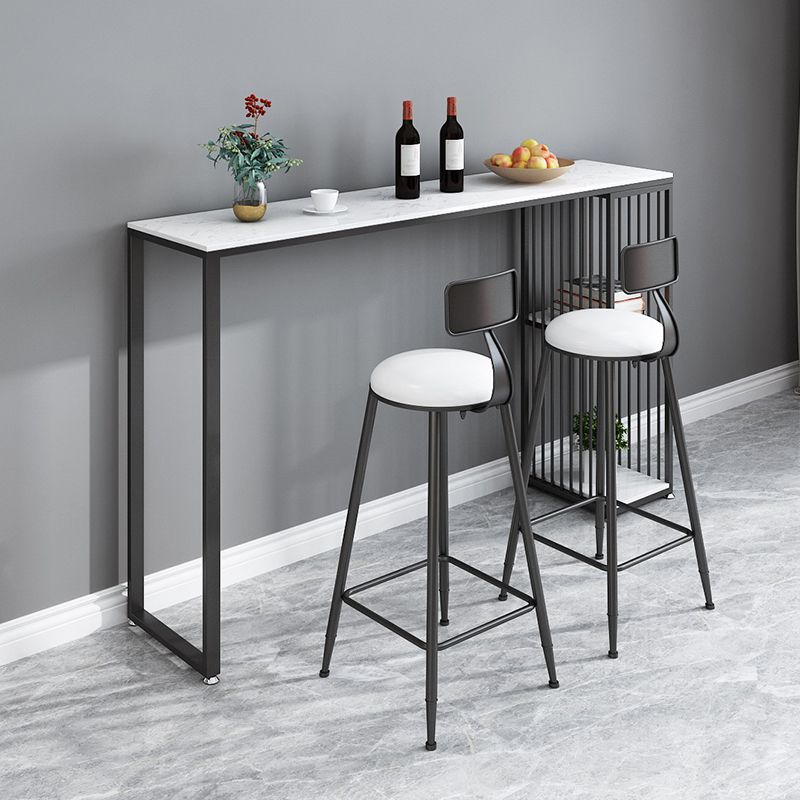Modern Bar Bistro Set 1/2/3 Pieces Stone Rectangle Bar table with Upholstered Stools