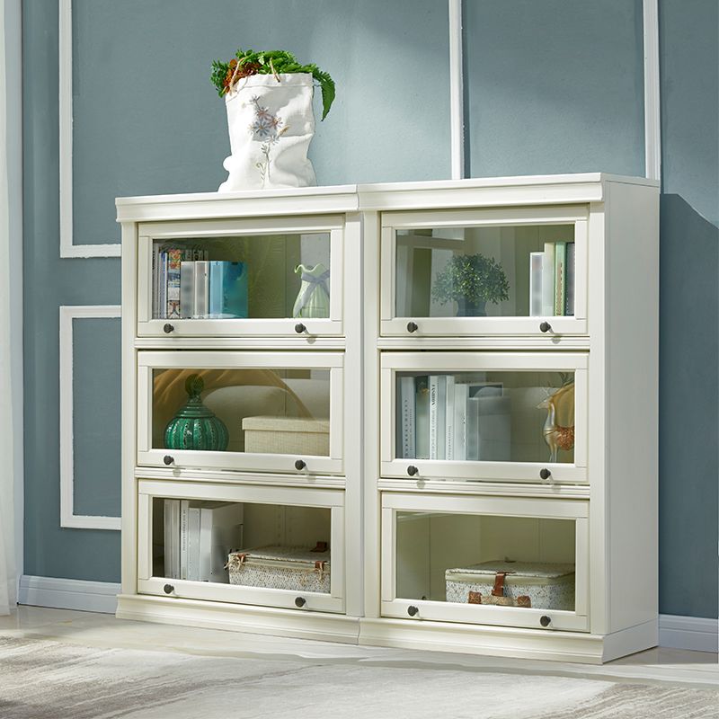 Contemporary Style Bookshelf with Door White Bookcase for Office and Study Room
