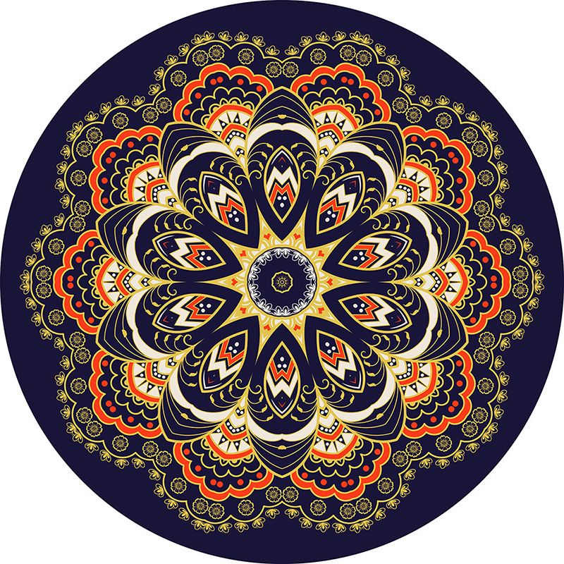 Couleur rond marocain Concentrique Tapis Polyester Classic Carpet non glisser le tapis intérieur pour le salon