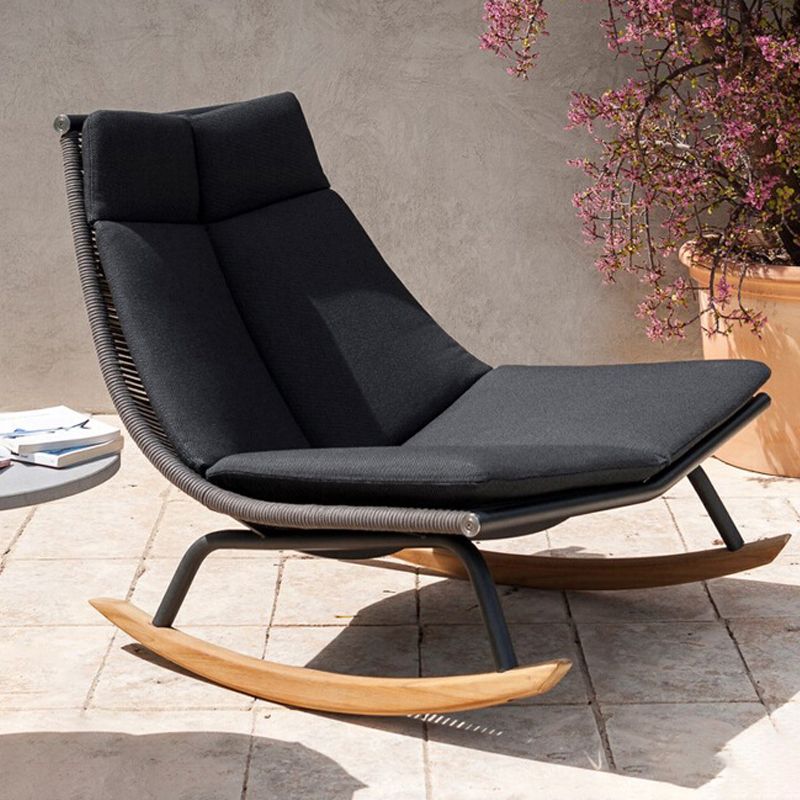 Traditional Rocking Chair Teak Frame Wing Chair Back Indoor Rocking Chair