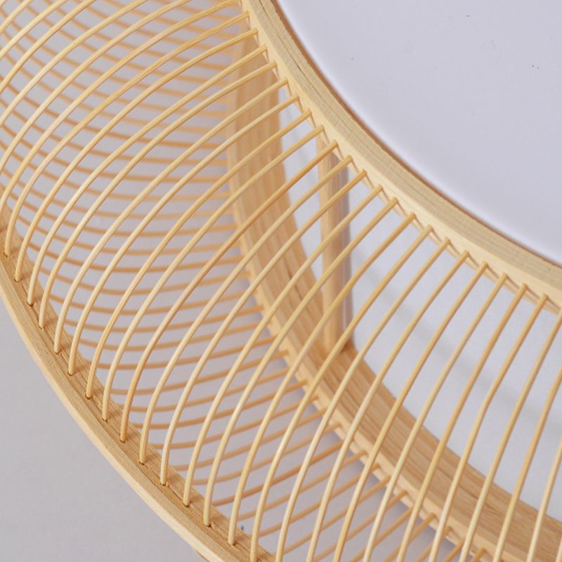 Plafonnier beige en bambou en forme de tambour, plafonnier encastré de style asiatique