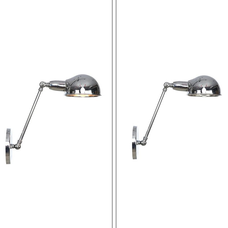 American Style Metal Wall Light Chrome Adjustable Wall Sconce for Bedroom