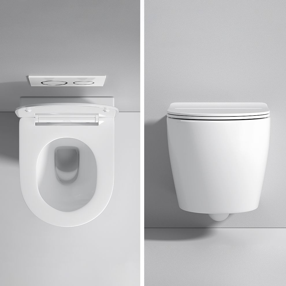 Modern White Flush Toilet Wall Hung One-Piece Toilet with Slow Close Seat