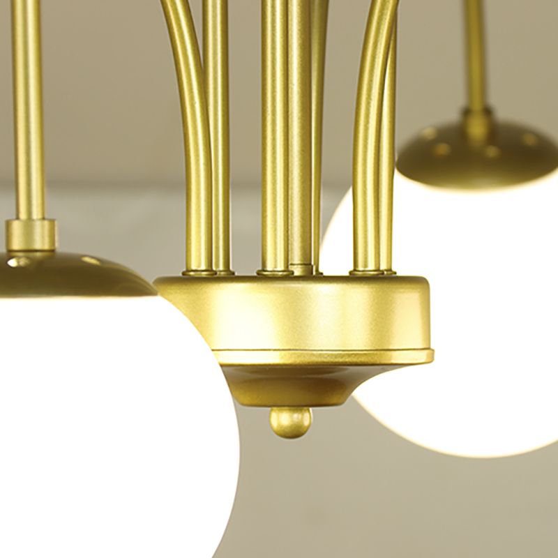 Modern Metal Chandelier Light Globe Multi-Head Pendant Lamps with Glass Shade
