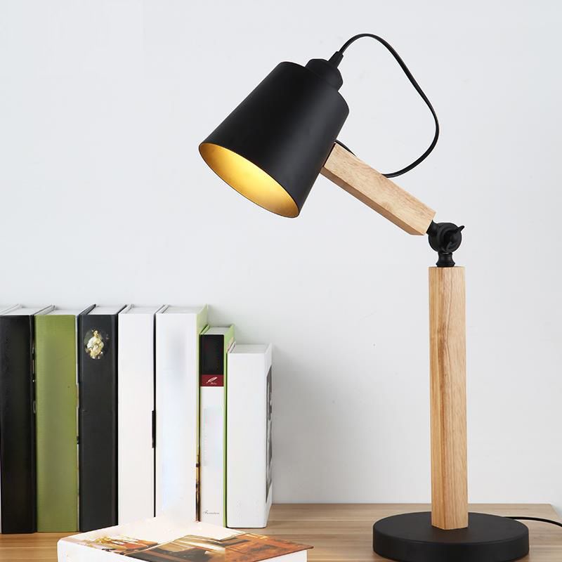 Nordic Tapered Shade Study Lamp Metal 1 Bulb Bedroom Table Light with Swing Arm