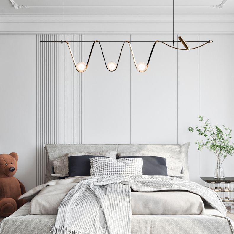 Black Metal Appeding Biling Light LED Linear Linear Lampade per isola per sala da pranzo