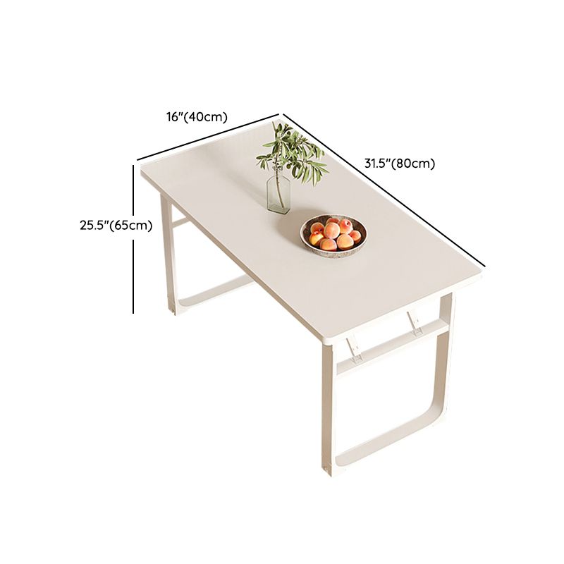 Modern Folding White Dining Table with Steel Sled Base for Dining Room