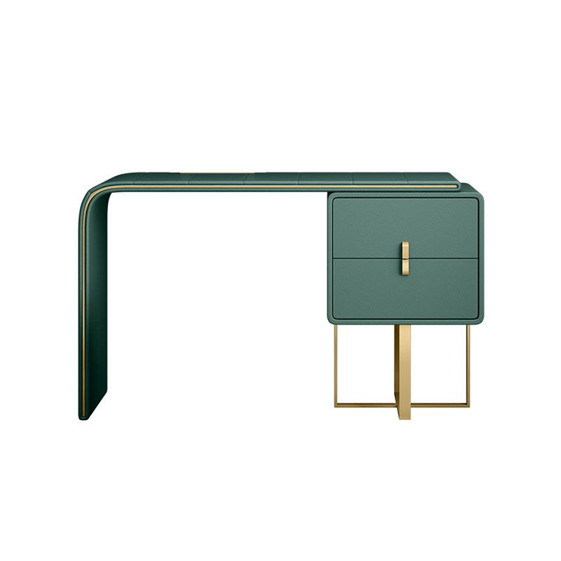 Green Make-up Vanity with 2 Storage Drawers 20.47" Wide Faux Leather Dresser
