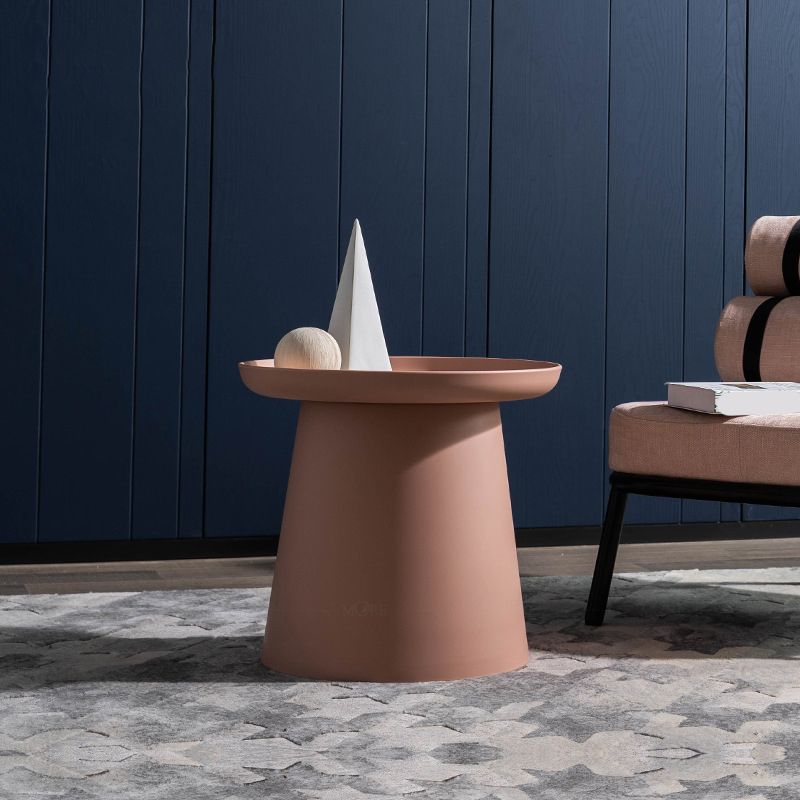 Modern Style Plastic Craft Drum-shaped Base Design Round Coffee Table