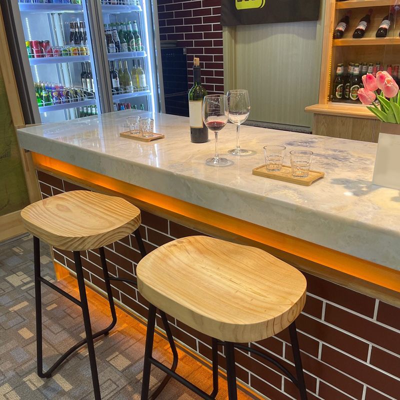 Taburete de bar de estilo moderno con reposapiés, patas de hierro, taburete para restaurante y bar