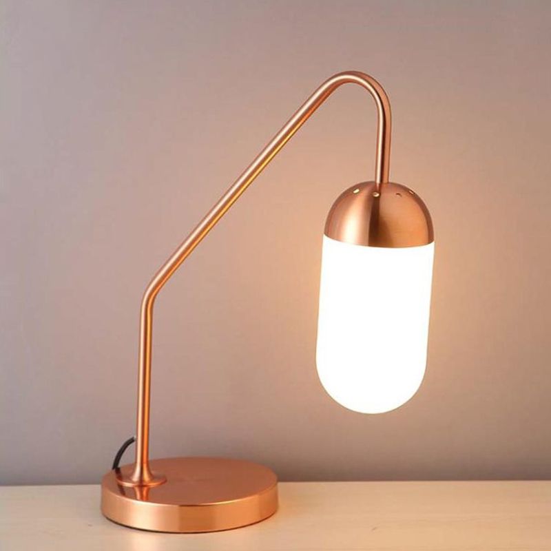 Capsule Frosted White Glass Small Desk Light Post Modern Single Head Copper Table Lamp