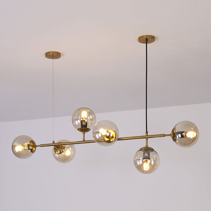 Nordic Style Hanging Lamp Strip Shape Island Light Fixture with Glass Shade for Bedroom